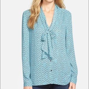 Halogen Women’s Necktie Blouse Button Down XS EUC